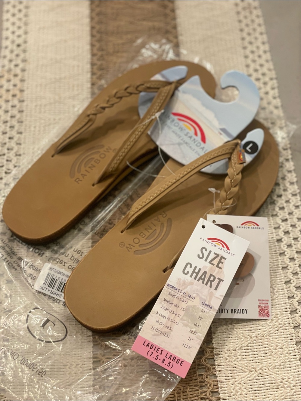 Rainbow Women's Braided Tan Flip Flop Sandals